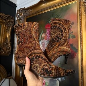 Vintage Paisley Ankle Boots